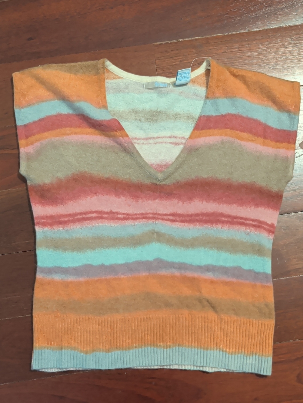 Frost Multicolor Striped V-Neck Sleeveless Sweater In Wool Blend